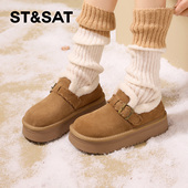 女SSD411DCP0 厚底雪地靴加绒保暖增高勃肯鞋 St&Sat 星期六冬季