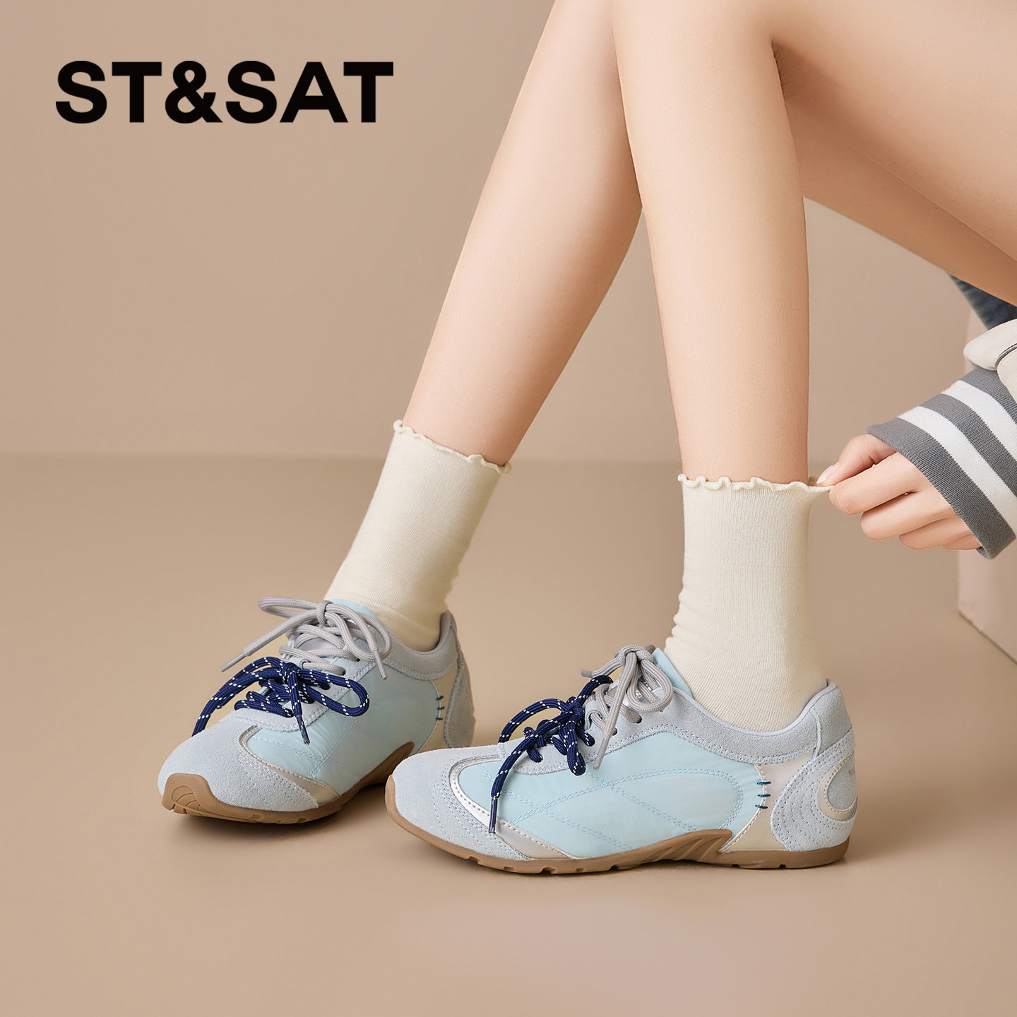 St&Sat/星期六春秋休闲系带德训鞋内增高运动阿甘鞋女SSE1112C4Y,女鞋,德训鞋,淘宝优惠券,粉丝福利购,淘宝优惠卷