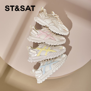 女SSD2112W26 网面透气休闲单鞋 St&Sat 星期六春秋厚底系带德训鞋