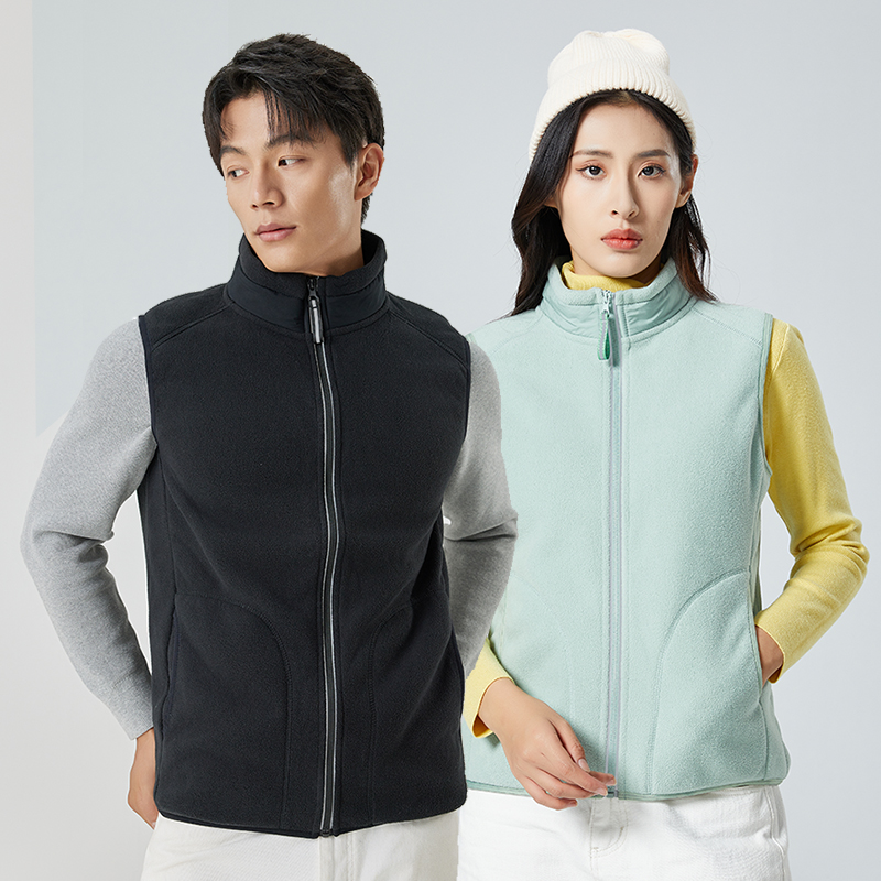 龙狮戴尔加绒保暖男女款拼色马甲