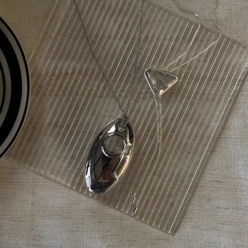 轻奢长款椭圆金属项链小众设计感法风高级毛衣链搭配利器百搭