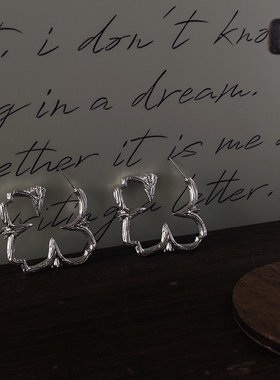 上新9折 轮廓枝干镶嵌花卉耳圈原创设计度假休闲耳环耳饰大耳环