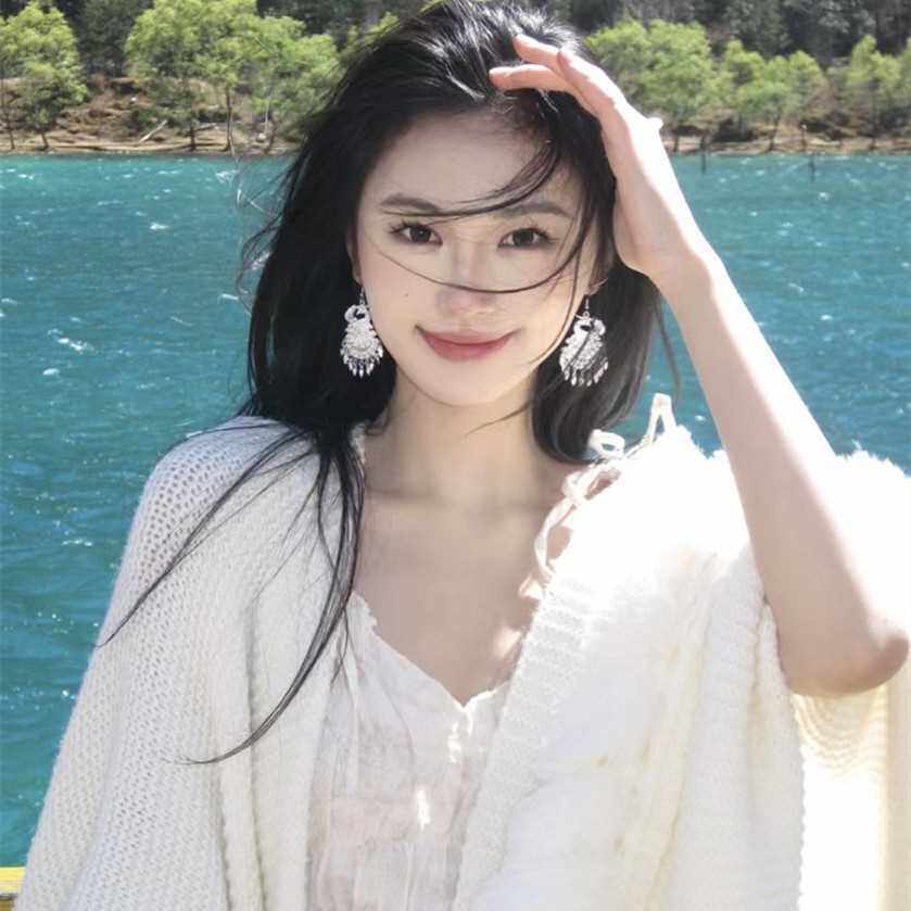 民族风孔雀复古新中式苗银耳环图片