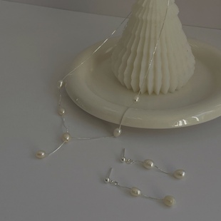 老友记Rachel同款 高级优雅天然淡水高级简约 珍珠耳环纯银项链套装