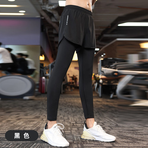 专业跑步紧身长裤男运动裤速干假两件马拉松压缩裤装可放手机秋冬