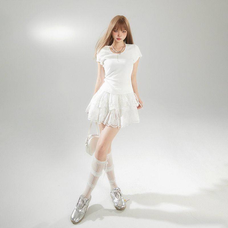 复古高腰蕾丝短裙甜美蝴蝶结蛋糕裙a字裙百搭春夏半身裙女,女装/女士精品,半身裙,淘宝优惠券,粉丝福利购,淘宝优惠卷