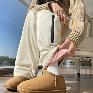 夹棉棉裤 子蓝色休闲直筒阔腿东北棉裤 女冬季 防寒加厚裤 款 外穿工装