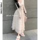 白色长款 网纱蓬蓬蛋糕裙高腰a字冬裙半身裙女春夏法式 赫本风半裙