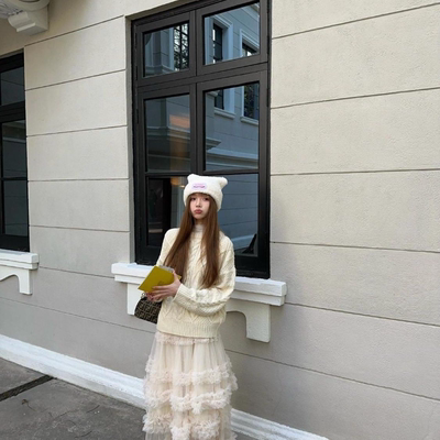 甜美清新超仙网纱拼接层层蛋糕叠穿半身裙女2025春氛围设计感长裙