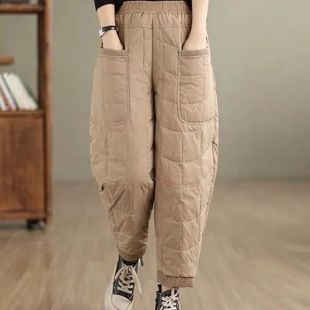 小个子棉裤女冬季外穿时尚防寒防风女款羽绒棉裤女休闲小脚哈伦裤