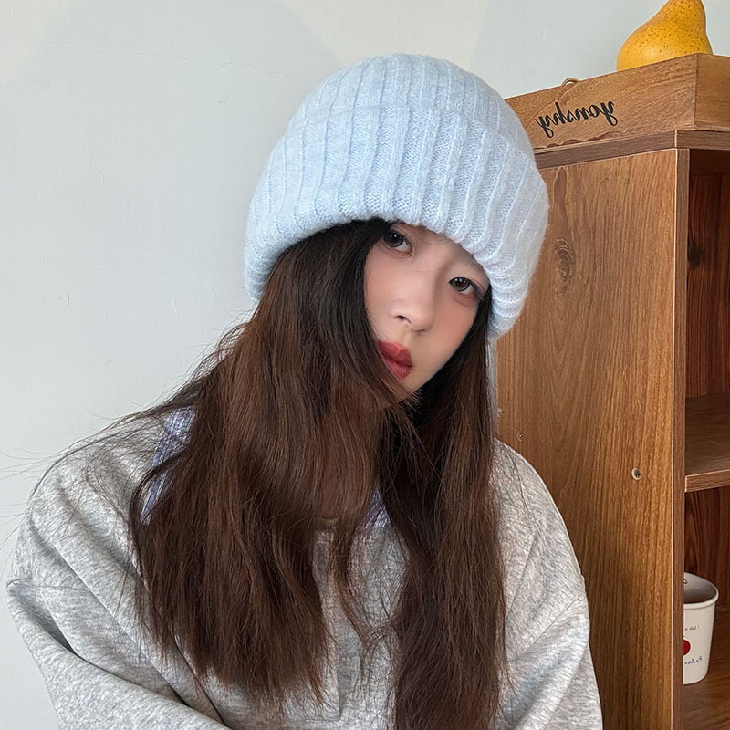 针织帽毛线帽女2025新款秋冬季黑色大头围月子冷帽子保暖加厚护耳