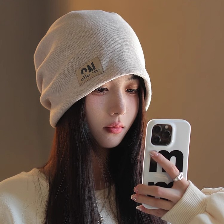 富柜网红堆堆帽女秋冬季产后月子帽百搭显脸小针织毛线包头冷帽子