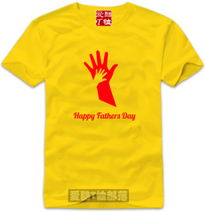 happy 包邮 father day 大手握小手感恩父亲节纪念T恤体恤文化衫