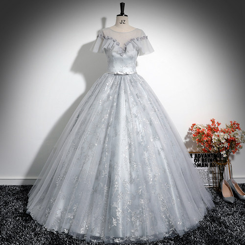 晚礼服高级感长款灰色宴会气质