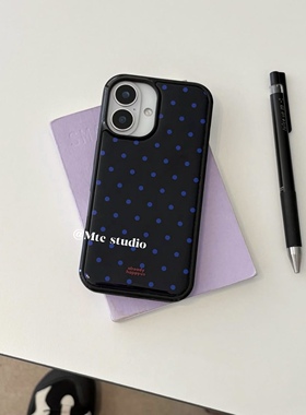 韩系ins时尚精致复古波点元素防滑适用15pro苹果16ProMax手机壳iPhone16全包14新款14Promax保护套13女17外壳
