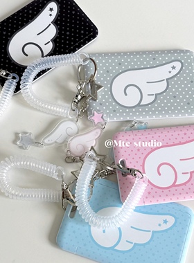 韩系ins古早波点天使卡套可爱照片爱豆收纳门禁饭卡证件套公交卡