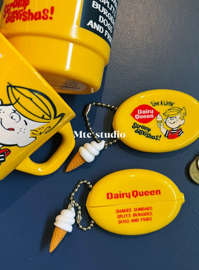 韩系ins复古美式插画男孩钥匙扣圈挂件包包挂饰零钱包收纳情侣款