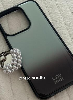 韩国ins风高级感渐变色黑边法式气质甜美适用于iphone16pro/15promax苹果14/13/12手机壳保护套16防摔