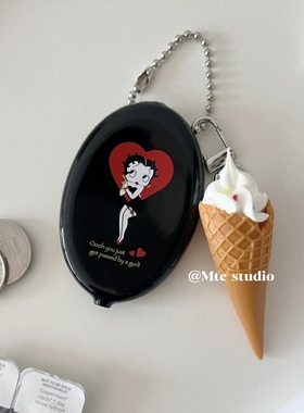 日系古早感贝蒂公主包包挂件轻亚甜美车钥匙扣迷你零钱包挂饰吊坠