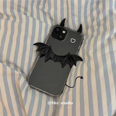 复古天使恶魔角手机壳古早风可爱