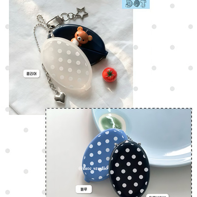 波点零钱包钥匙扣有线耳机收纳