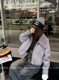 艾欧椰2025冬季新款韩版宽松休闲百搭翻领短款外套女羽绒服夹克