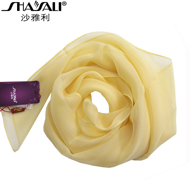 沙雅利丝绸春秋冬夏百搭薄款乔其纱真丝围巾丝巾女桑蚕丝纯色方巾