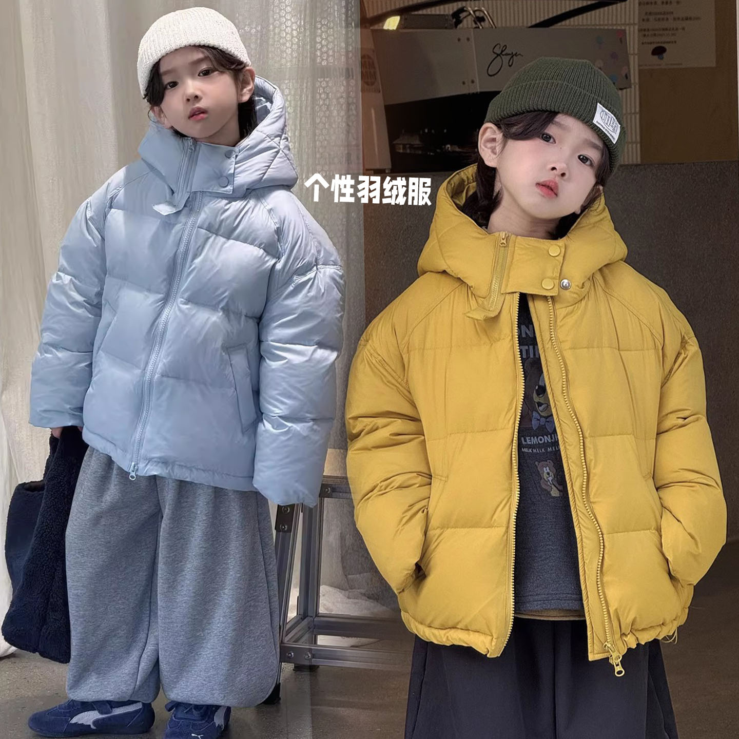 个性儿童羽绒服冬新款女童面包服