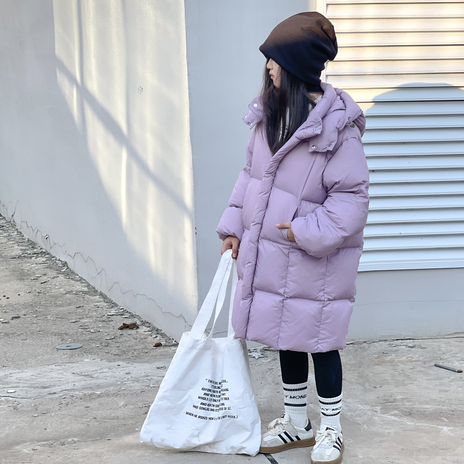 2024年新款儿童连帽羽绒服韩版时尚男童女童中长款加厚白鸭绒