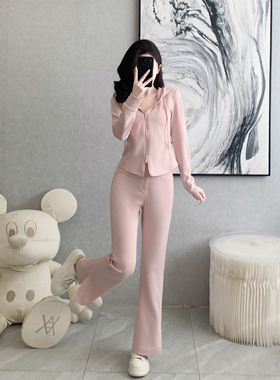 休闲套装女2026春装新款运动连帽长袖卫衣阔腿裤子两件套时尚洋气