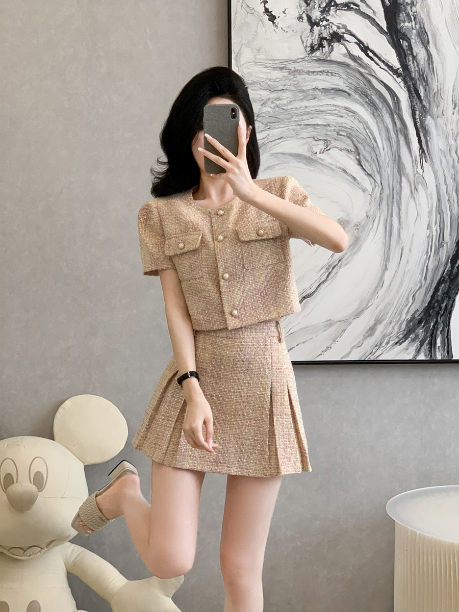 高级感时尚短裙套装女夏季新款气质名媛小香风外套半身裙子两件套