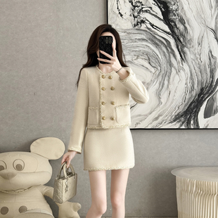 小香风粗花呢套装 高级感气质名媛百搭短外套半身裙两件套 女秋冬季