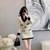 名媛复古小香风套装 裙女秋冬小个子时尚 高定高级感富家千金两件套