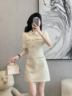 小众设计感连衣裙女夏季新款高级感小个子气质时尚白色小香风裙子