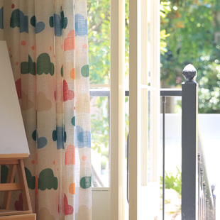 Kalamáta卡拉玛塔 云朵纱弱光白透窗帘卡通治愈韩系日系窗纱定制
