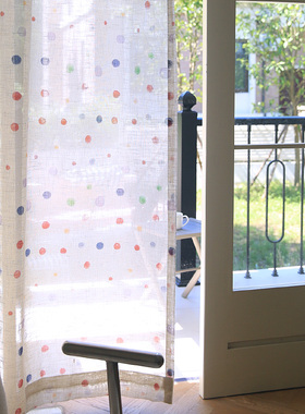 Kalamáta卡拉玛塔 波点纱弱光白透卡通窗帘治愈韩系日系窗纱定制