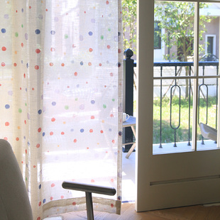 Kalamáta卡拉玛塔 波点纱弱光白透卡通窗帘治愈韩系日系窗纱定制