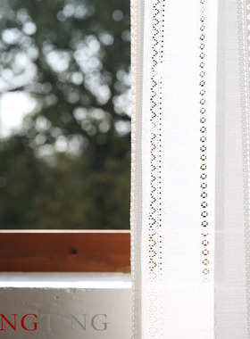 Inari伊纳里 白色镂空剪影纱竖纹纯色窗纱窗帘定制客厅现代不透人