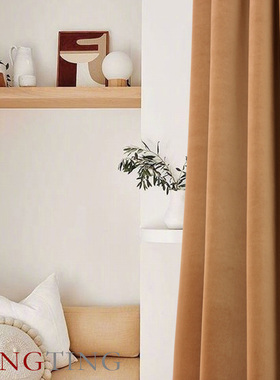 Essen埃森 松塔色美式复古丝绒德国棉绒加厚遮光窗帘定制客厅卧室