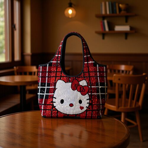 2025新款时尚百搭单肩斜挎包女HelloKitty满钻链条包高级感百搭