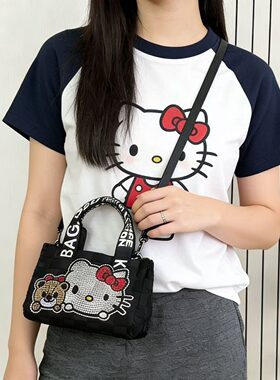 HelloKitty极光钻石女包2026夏季新款珍珠链条包轻奢单肩斜挎包