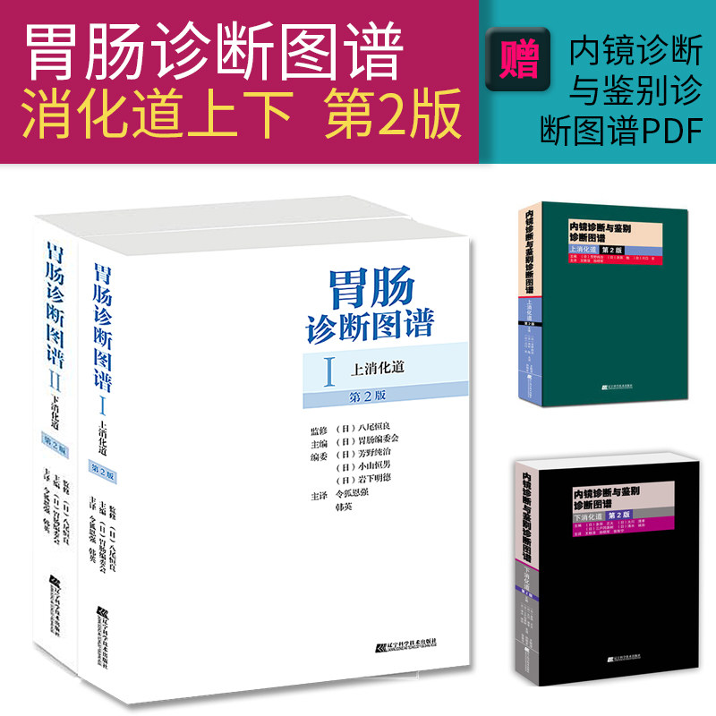 2本胃肠诊断图谱上消化道(第2版)+胃肠诊断图谱下消化道(第2版)辽