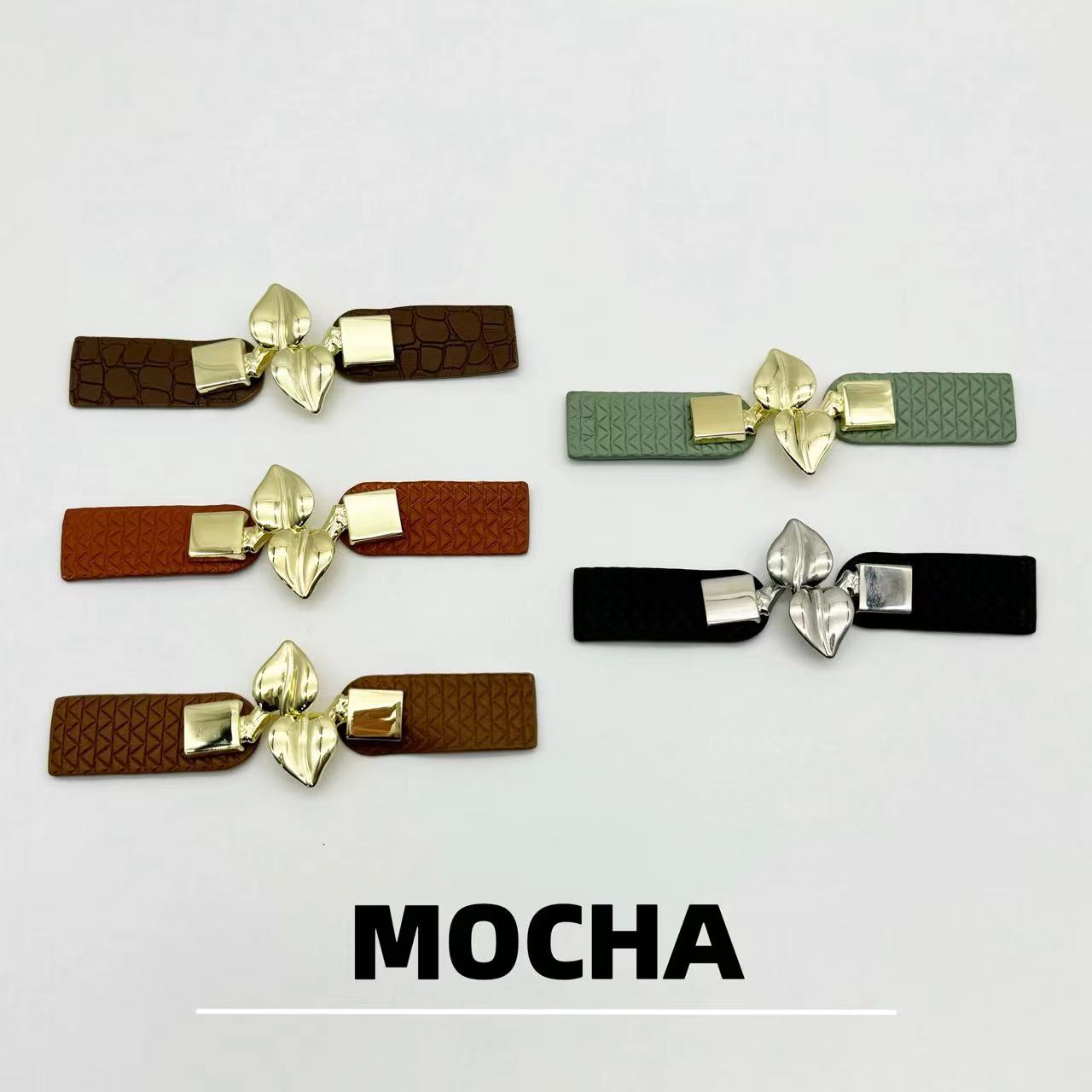 MOCHA高档树叶状金属皮对扣 双面尼大衣风衣外套袖口毛衣皮草