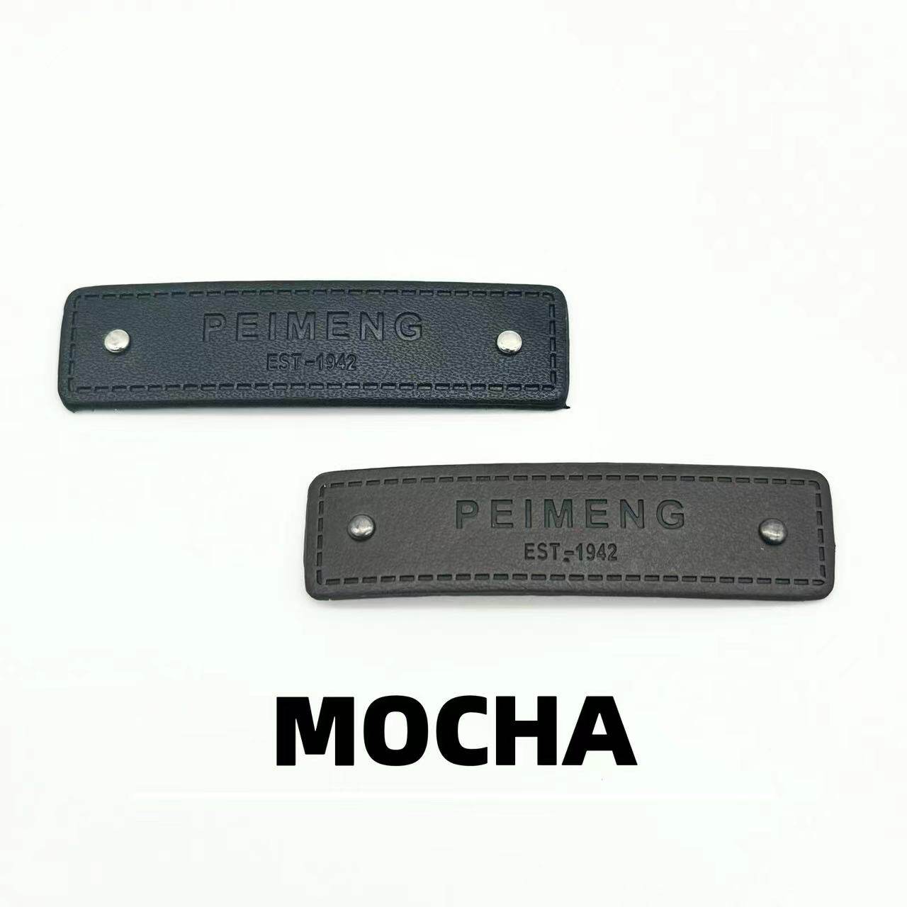 MOCHA新款铆钉英文皮标 羽绒服大衣皮草外套装饰辅料