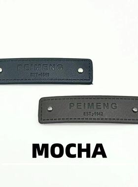 MOCHA新款铆钉英文皮标 羽绒服大衣皮草外套装饰辅料