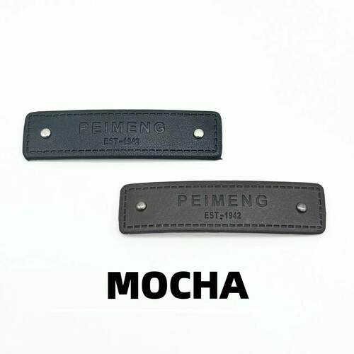 MOCHA新款铆钉英文皮标 羽绒服大衣皮草外套装饰辅料