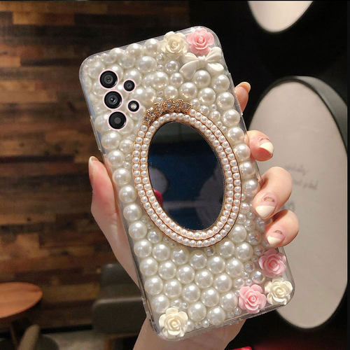 适用于三星A31手机壳全包边三星A31保护壳软硅胶三星A31手机壳带化妆镜子防摔女款水钻外壳手机套5G