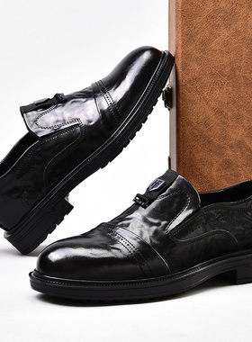 32151男士休闲皮鞋三接头经典时尚商务潮流百搭防滑耐磨舒适透气