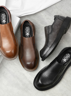 23217男式皮鞋一脚蹬新款潮流牛皮休闲百搭软底软面