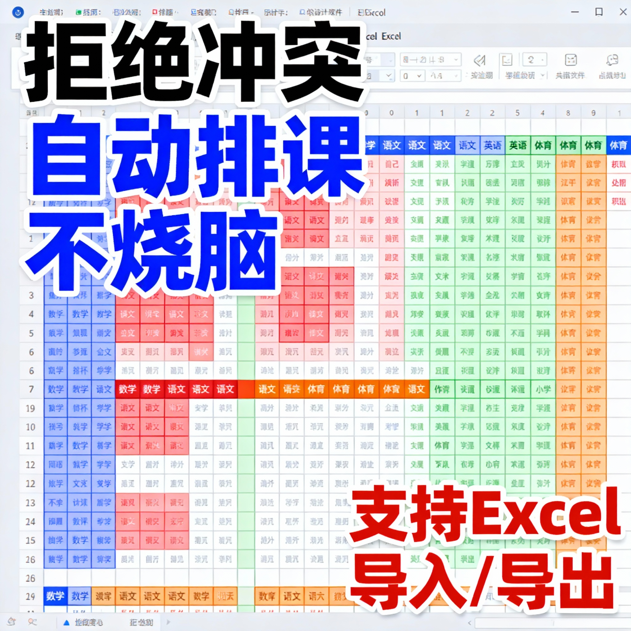 中小学排课软件自动生成器系统Excel表格神器检测冲突排课表